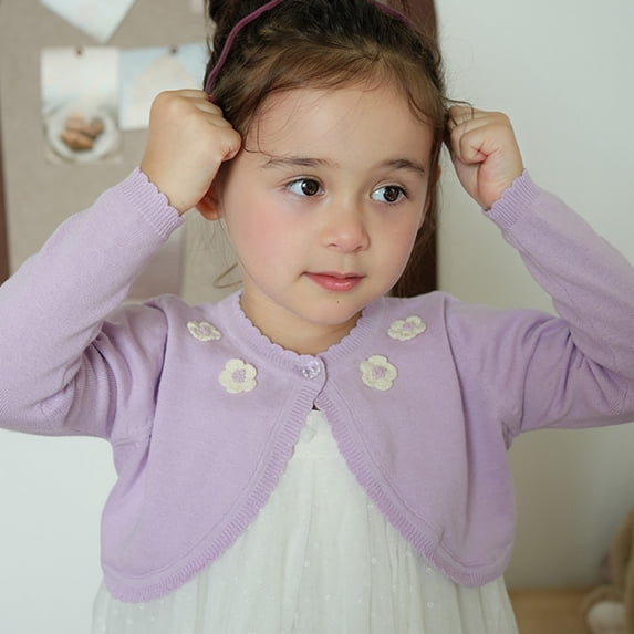 Girls Lightweight Jacket Girls Lightweight Cropped Cardigan Button Casual Open Front Sweater Shrugs for Dress Formal Casual Wear Purple 2Y