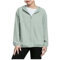 thumbnail image 1 of Girls Lightweight Jacket Hooded Windbreaker, UPF 50+ Sun Protection Packable Running Jacket for Kids (Mint Green),Size 12-13 T, 1 of 7