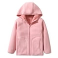 thumbnail image 1 of Girls Lightweight Jackets New Toddler Girl Fleece Jacket Hooded Zipper Long Sleeve Baby Warm Fall Winter Outerwear Lightweight Kids Coat Pinky 3-4 Years, 1 of 5