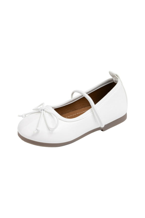 Girls Lightweight Slip On Ballet Flats Shoes Toddler Kids Faux Leather Non Slip Dress Loafers with Elastic Strap