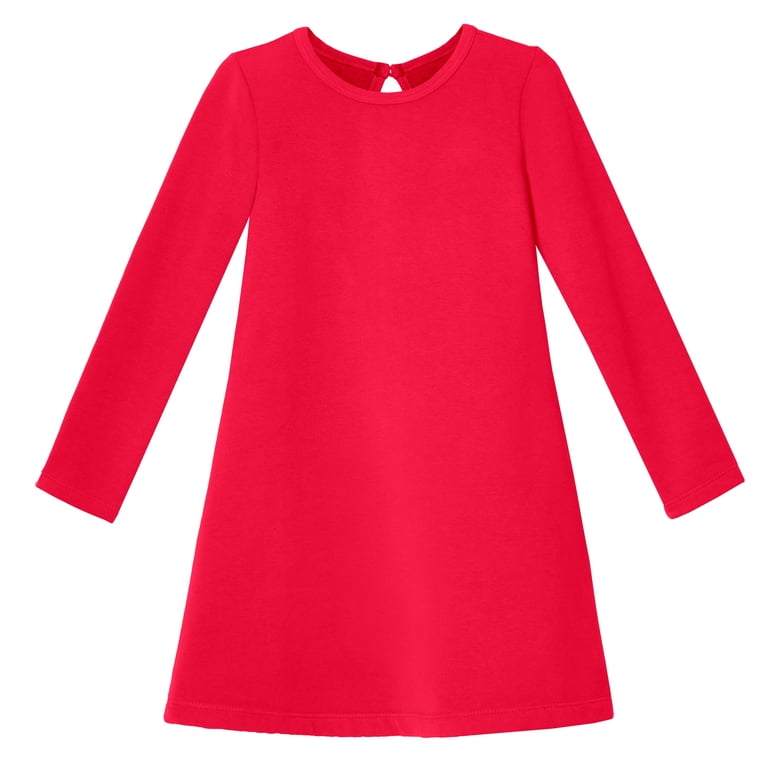Girls Lightweight Soft Cotton Fleece A-Line Dress| Candy Apple - Walmart.com