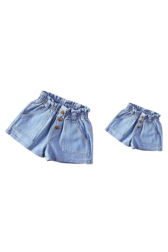 Girls' Lightweight Summer Denim Shorts – 3 Button Design & Casual Shortie Style