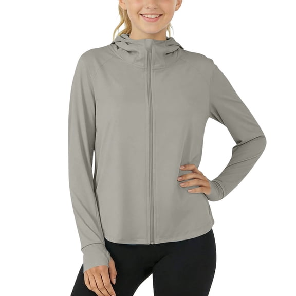 Girls Lightweight UPF50+ Sun Shirt Zip Up Long Sleeve Kids Summer Sun Protection Jackets for 1-13 Years