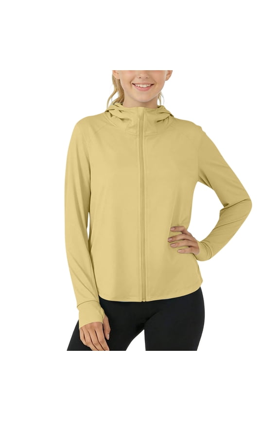 Girls Lightweight UPF50+ Sun Shirt Zip Up Long Sleeve Kids Summer Sun Protection Jackets for 1-13 Years