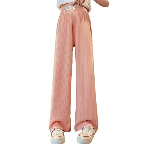 Girls Lightweight Wide Leg Pants – Thin Breathable Casual Trousers With Straight Loose Fit Design, Comfortable Girls Casual Pants Style, Summer School Outdoor Everyday Outfit