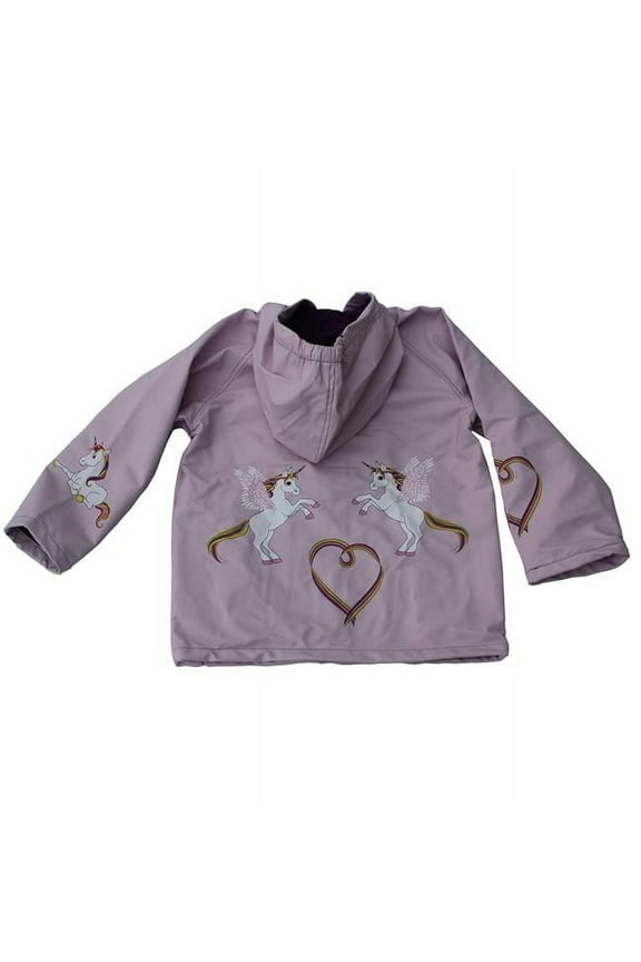 Girls Lilac Rainbow Unicorn Toddler Raincoat - Size 2T