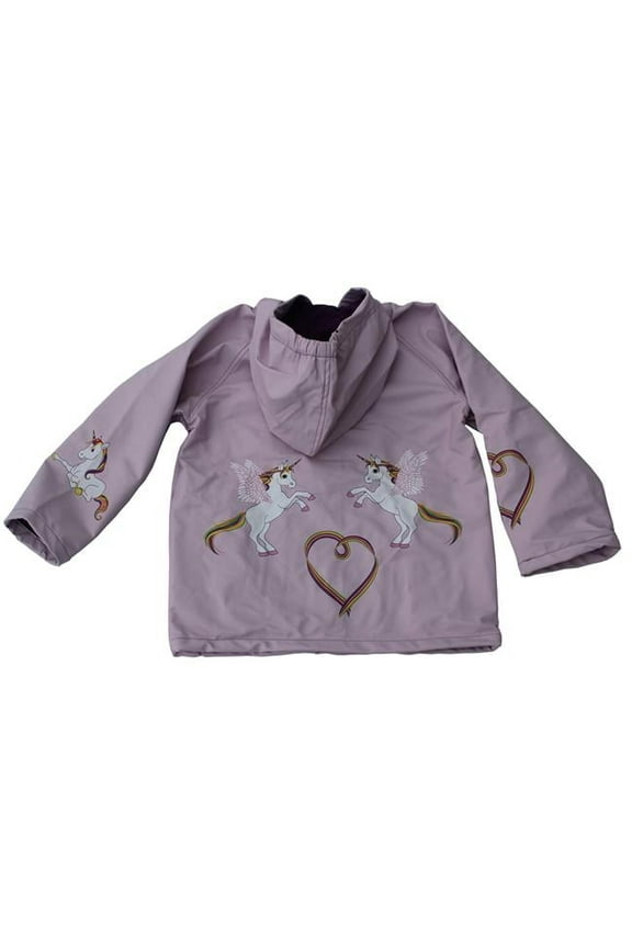 Girls Lilac Rainbow Unicorn Toddler Raincoat - Size 5