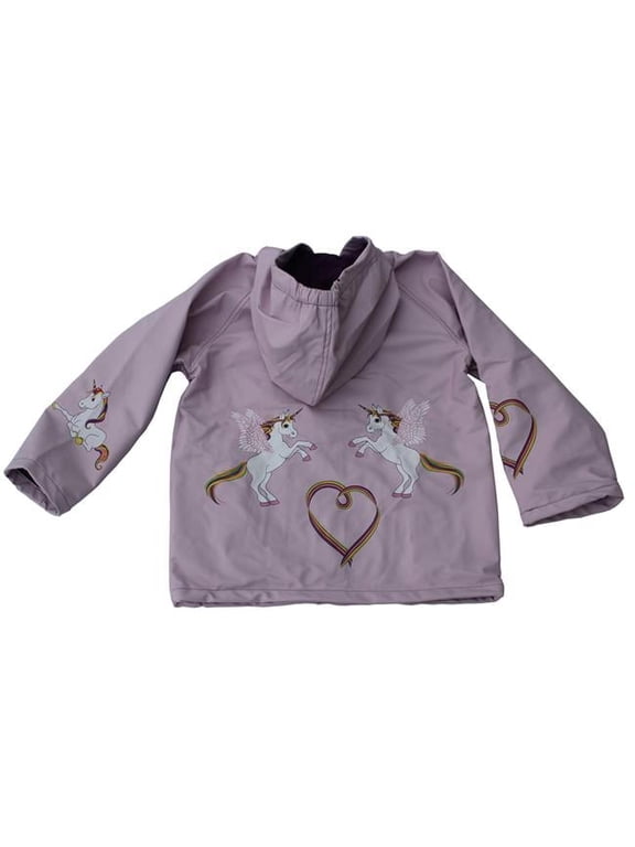 Girls Lilac Rainbow Unicorn Toddler Raincoat - Size 6
