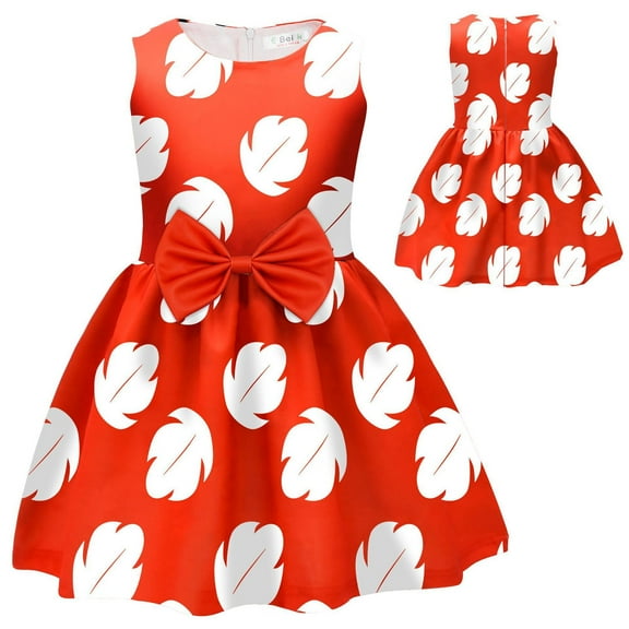 Girls Lilo Costume Halloween Red Leaf Fancy Cosplay Dress Up, Size for 8-9Y