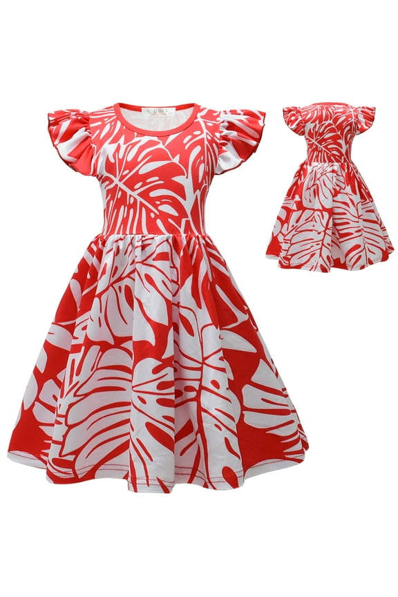 Girls Lilo Princess Dress Toddler Kids Leaf Beach Cosplay Party Oufit 2-8T