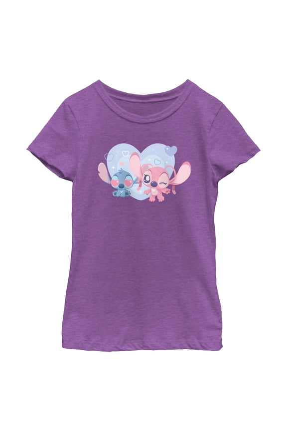 Girls Lilo & Stitch Alien Couple In Love T Shirt