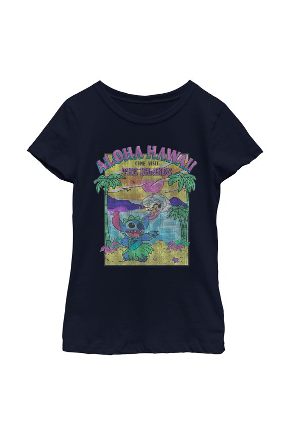 Girls Lilo & Stitch Aloha Hawaii Come Visit the Islands T Shirt