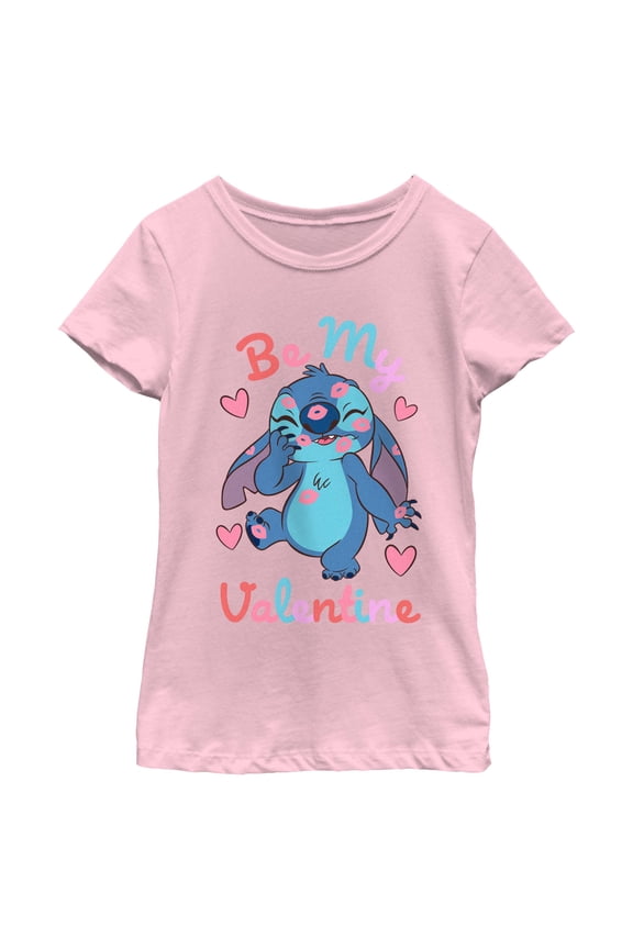 Girls Lilo & Stitch Be My Valentine Kisses Stitch T Shirt