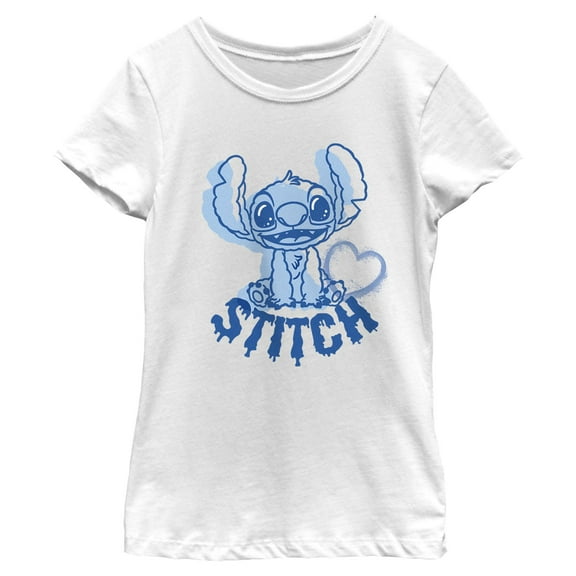 Girls Lilo & Stitch Blue Alien Heart T Shirt
