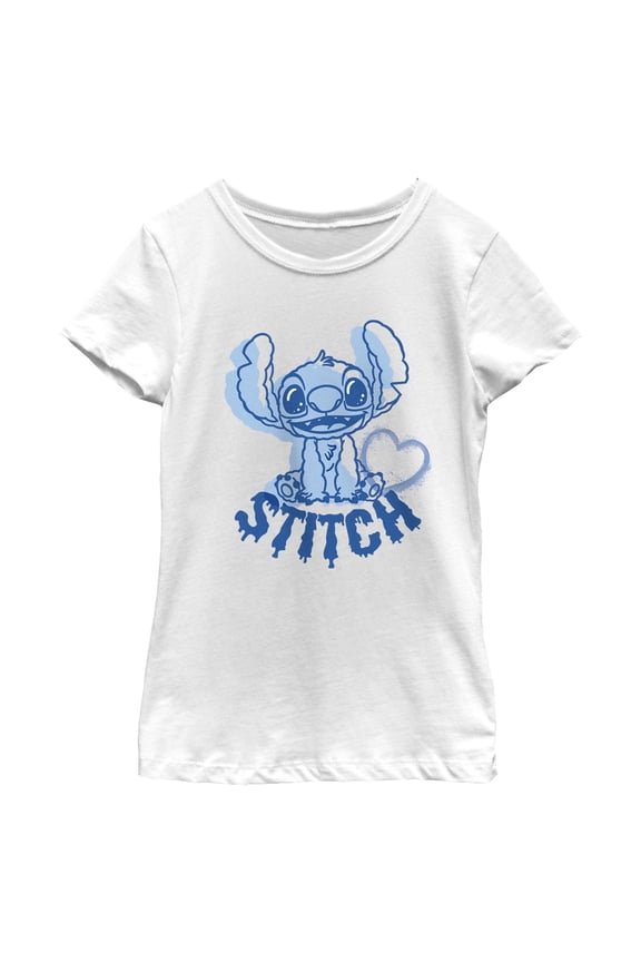 Girls Lilo & Stitch Blue Alien Heart T Shirt