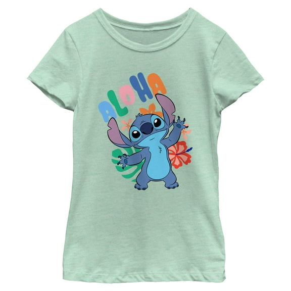 Girls Lilo & Stitch Colorful Aloha Stitch T Shirt