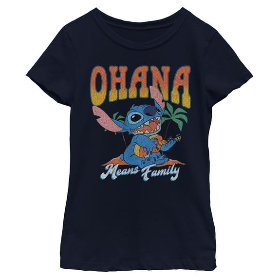 Girls Lilo & Stitch Ohana Guitar T Shirt