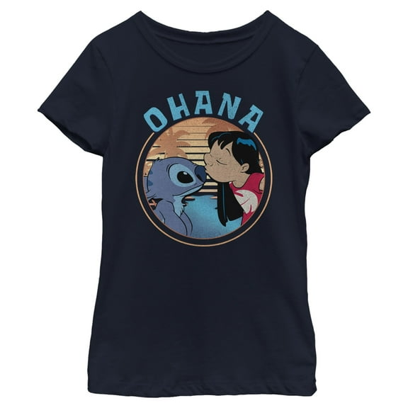 Girls Lilo & Stitch Ohana and a Kiss T Shirt