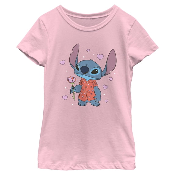 Girls Lilo & Stitch Rose Hearts Stitch T Shirt