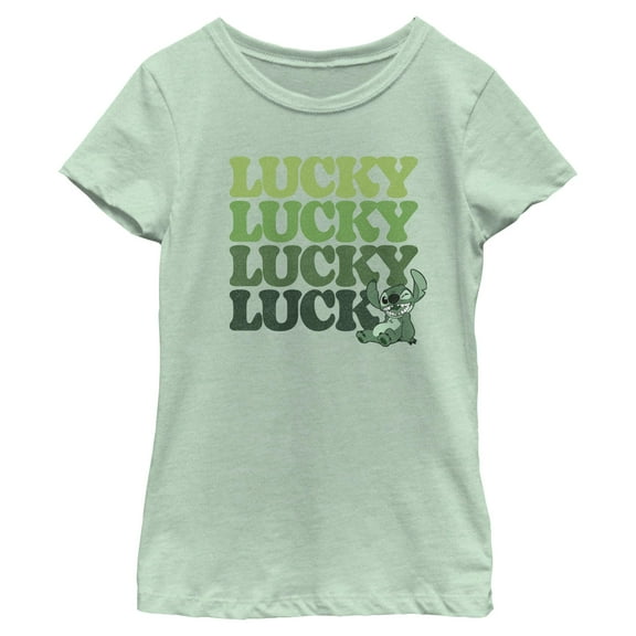 Girls Lilo & Stitch St. Patrick's Day Stitch Lucky Stack T Shirt