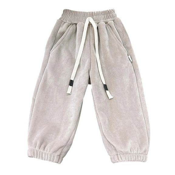 Girls Lined Winter Pants for Kids Thickened Outdoor Sports Joggers Soft Warm Playwear with Full Length Design