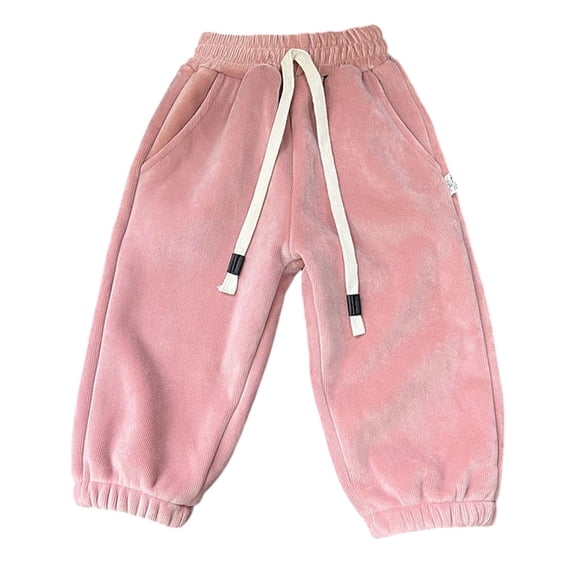 Girls Lined Winter Pants for Kids Thickened Outdoor Sports Joggers Soft Warm Playwear with Full Length Design