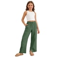 thumbnail image 1 of Girls Linen Pants Baggy Wide Leg Pants Casual Drawstring Pants Loose Fit Trousers with Pockets 4T-4T, 1 of 4