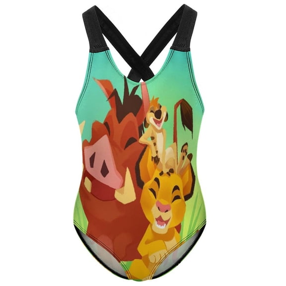 Girls Lion Kin Swimsuit One Piece Bathing Suit for Girls Swimwear