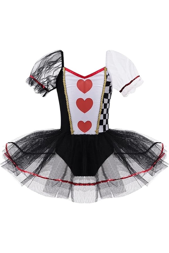 Girls' Little Queen Costume Ballet Dance Performance Mesh Tutu Love Heart Dress Halloween Festival Dress
