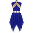 thumbnail image 1 of Girls Liturgical Praise Dance Dress Metallic Contrast Color Sleeveless Asymmetrical Hem Performance Costumes, 1 of 7