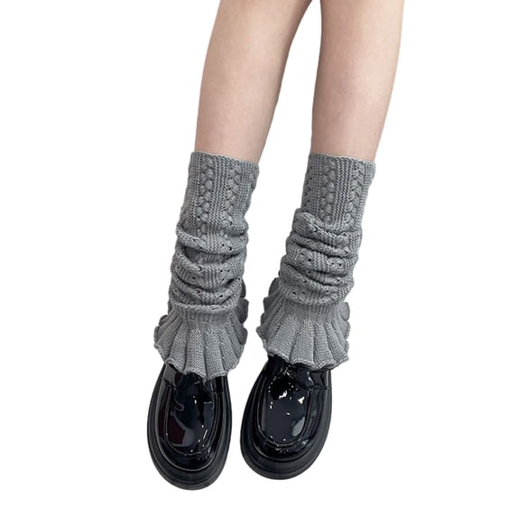 Girls Lolitas Ruffle Frilly Leg Warmers Knitted Leg Sleeves Goth Crochet Ankle Heap Socks JK Uniform Foot Covers