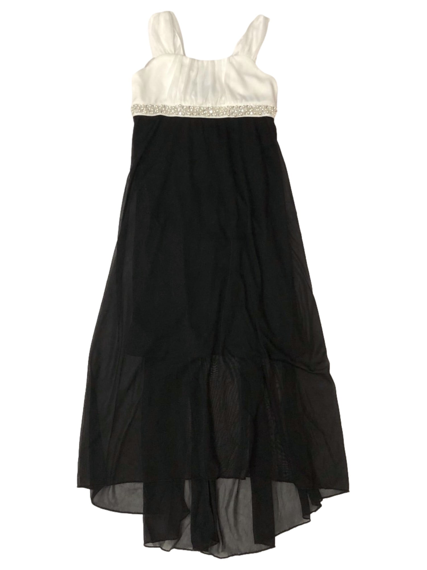 Girls Long Black & White Pearl Dress Semi-Formal Party Gown Size 10 Girls Long Black & White Pearl Dress Semi-Formal Party Gown Size 10