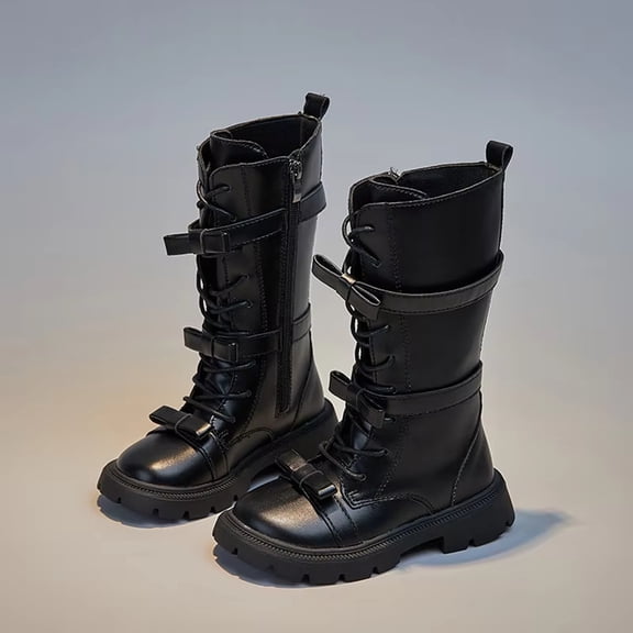 Girls’ Long Boots, Fashion Riding Boot Style with Dual Closure, Perfect for School, Weekend Outings, and Completing Her Fall Winter Look Black 23