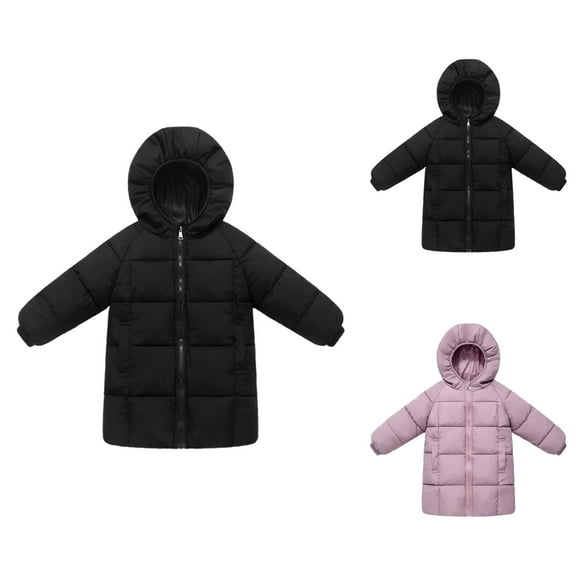 Girls Long Down Coat Thickened Hooded Winter Jacket Warm Outerwear for Outdoor Activities