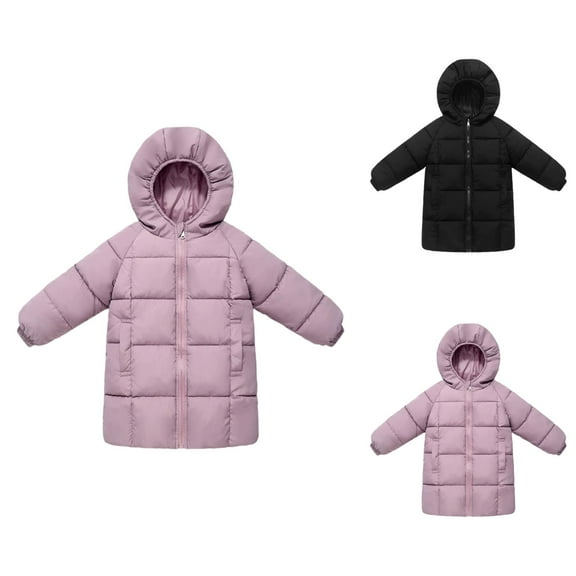 Girls Long Down Coat Thickened Hooded Winter Jacket Warm Outerwear for Outdoor Activities