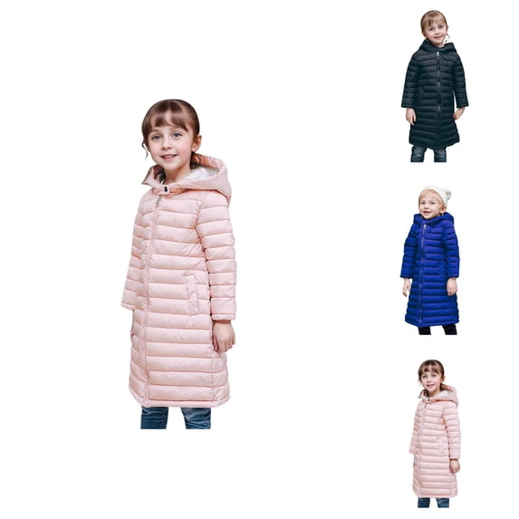 Girls Long Down Jacket Lightweight Hooded Coat Packable Warm Outerwear for Autumn Winter Travel