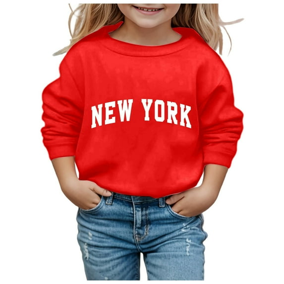 Girls Long Shirts Kids Hoodless Sweatshirt Girls Toddler Baby Girls Letters Flower Print Long Sleeve Fall Winter Warm Tops Clothes Z2-Red, 160