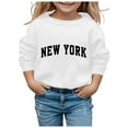 thumbnail image 1 of Girls Long Shirts Kids Hoodless Sweatshirt Girls Toddler Baby Girls Letters Flower Print Long Sleeve Fall Winter Warm Tops Clothes Z2-White, 150, 1 of 3