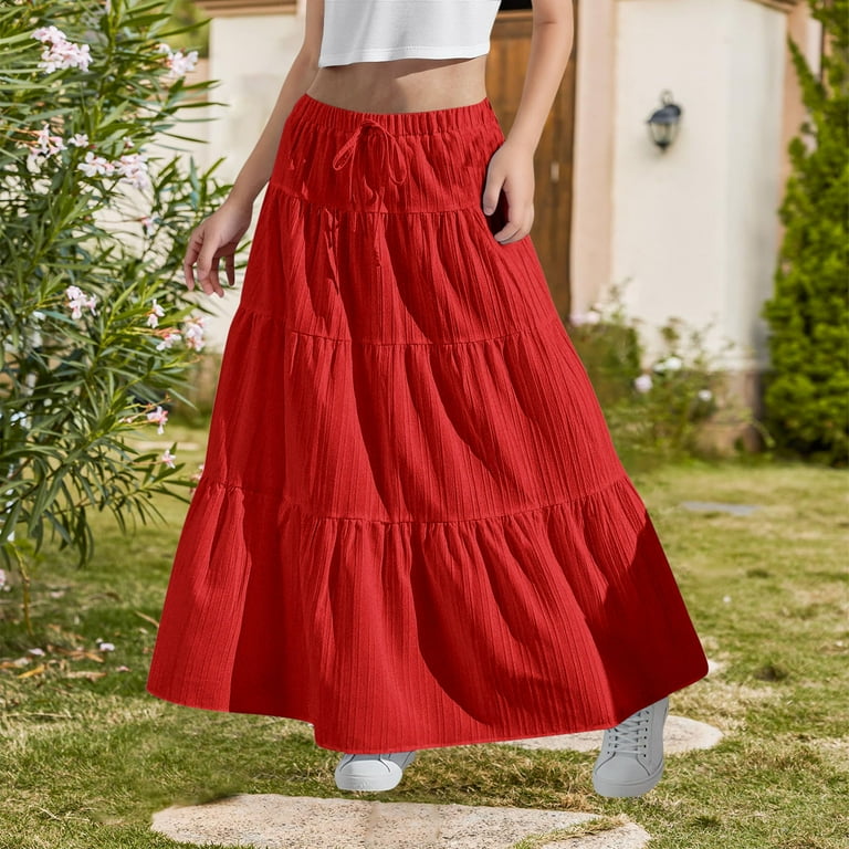 Girls Long Skirts Flowy Flared Ruffle Boho Summer Maxi Skirts Kids - Main Image