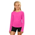 thumbnail image 1 of Girls Long Sleeve Athletic Shirts - Active Sports Casual Tees Crew Neck Running Workout Tops with Thumb Holes, 1 of 4