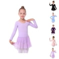 thumbnail image 1 of Girls Long Sleeve Ballet Dress Dance Leotard Tutu Outfit for Toddler Kids Performance Practice Soft Stretchy Girls Dance Dress for School Party, 1 of 6