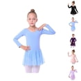 thumbnail image 1 of Girls Long Sleeve Ballet Dress Dance Leotard Tutu Outfit for Toddler Kids Performance Practice Soft Stretchy Girls Dance Dress for School Party, 1 of 8