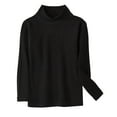thumbnail image 1 of Girls Long Sleeve Basic T-Shirt Turtleneck Tops Fall And Winter Kids Casual Long Sleeve Knit Pullover Tops Black 13-14 Years, 1 of 3