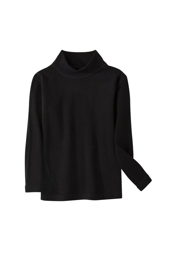 Girls Long Sleeve Basic T-Shirt Turtleneck Tops Fall And Winter Kids Casual Long Sleeve Knit Pullover Tops Black 2-3 Years