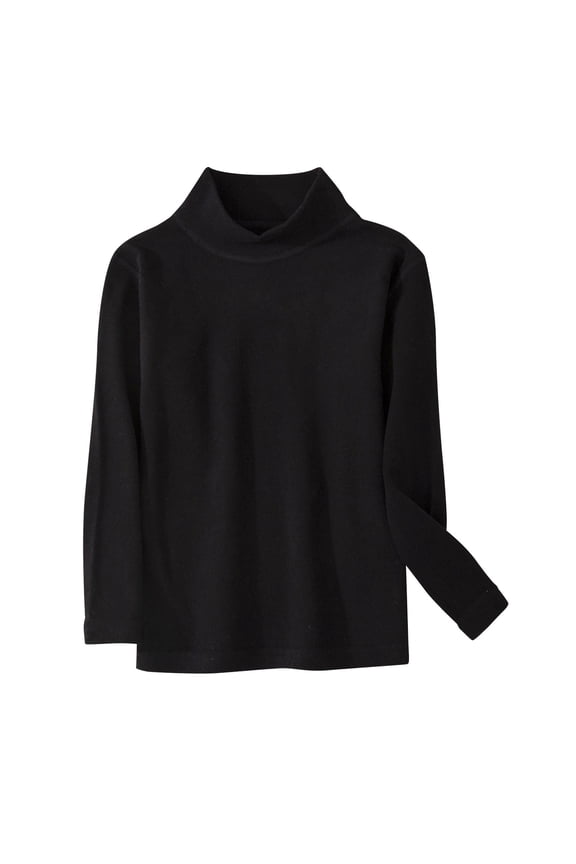 Girls Long Sleeve Basic T-Shirt Turtleneck Tops Fall And Winter Kids Casual Long Sleeve Knit Pullover Tops Black 4-5 Years
