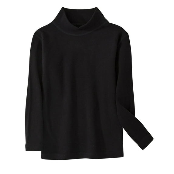 Girls Long Sleeve Basic T-Shirt Turtleneck Tops Fall And Winter Kids Casual Long Sleeve Knit Pullover Tops Black 7-8 Years