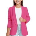 thumbnail image 1 of Girls' Long Sleeve Blazer Suit Jacket, Formal Open Front Coat with Inner Pocket, British Style Smart Outfit for Youngsters, Fashionable and Tailored Garment, 1 of 9