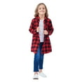 thumbnail image 1 of Girls' Long Sleeve Button Down Plaid Flannel Shirt Dress (Red 2-3 Years), 1 of 4