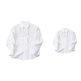 thumbnail image 1 of Girls' Long Sleeve Button-Up School Uniform Shirt – White Cotton Oxford Collared Blouse with Ruffle Detail, 1 of 3