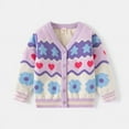thumbnail image 1 of Girls Long Sleeve Casual Cardigan Kids Open Front Soft Knit Oversized Sweater Purple 5 Years, 1 of 7